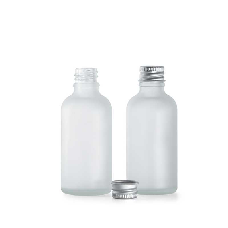 Glasfläschchen, transparent matt, Aluminium-Verschluss, 50 ml