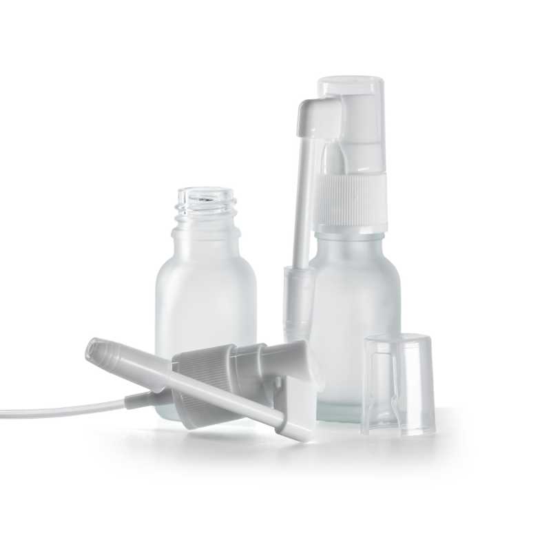 Klare satinierte Glasflasche, Sprühaufsatz zur oralen Anwendung, 15 ml