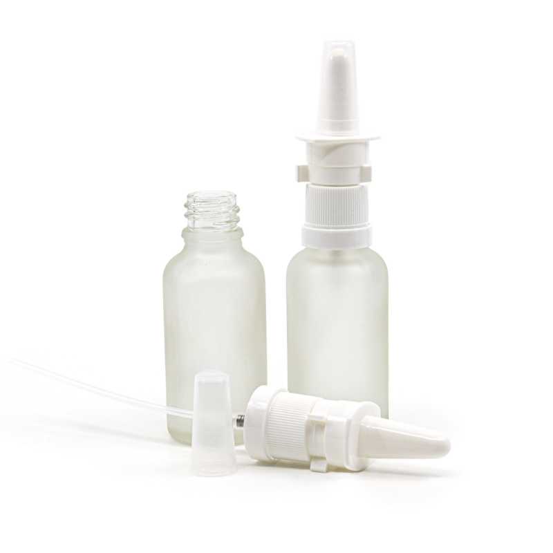 Klare Milchglasflasche, weißes Nasenspray, 30 ml