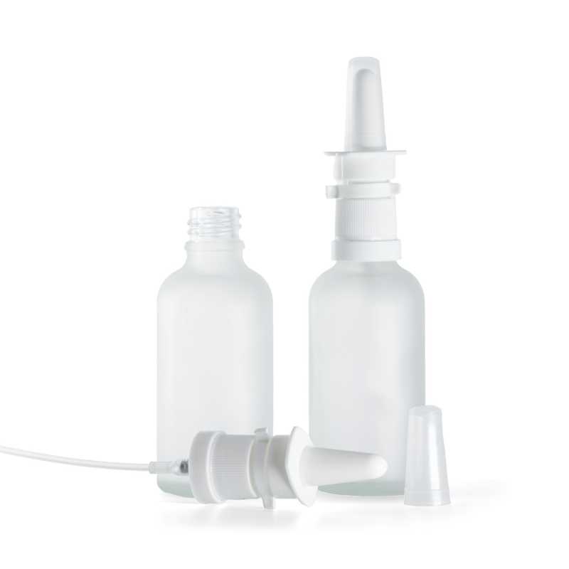 Klare Milchglasflasche, weißes Nasenspray, 50 ml