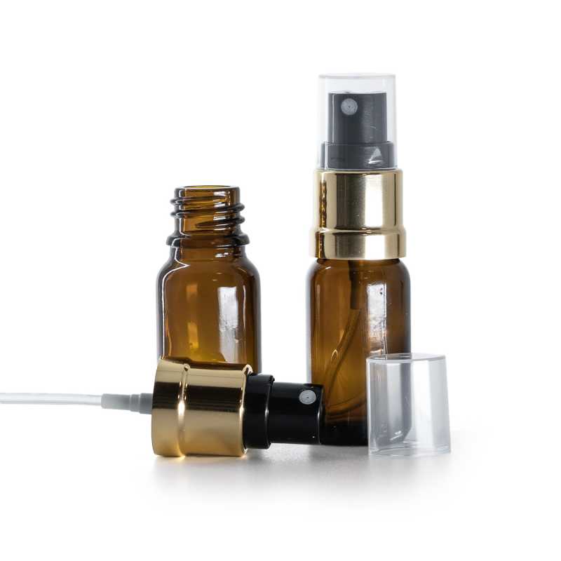 Braunglasflasche, Gold-Schwarz-Spray, 10 ml
