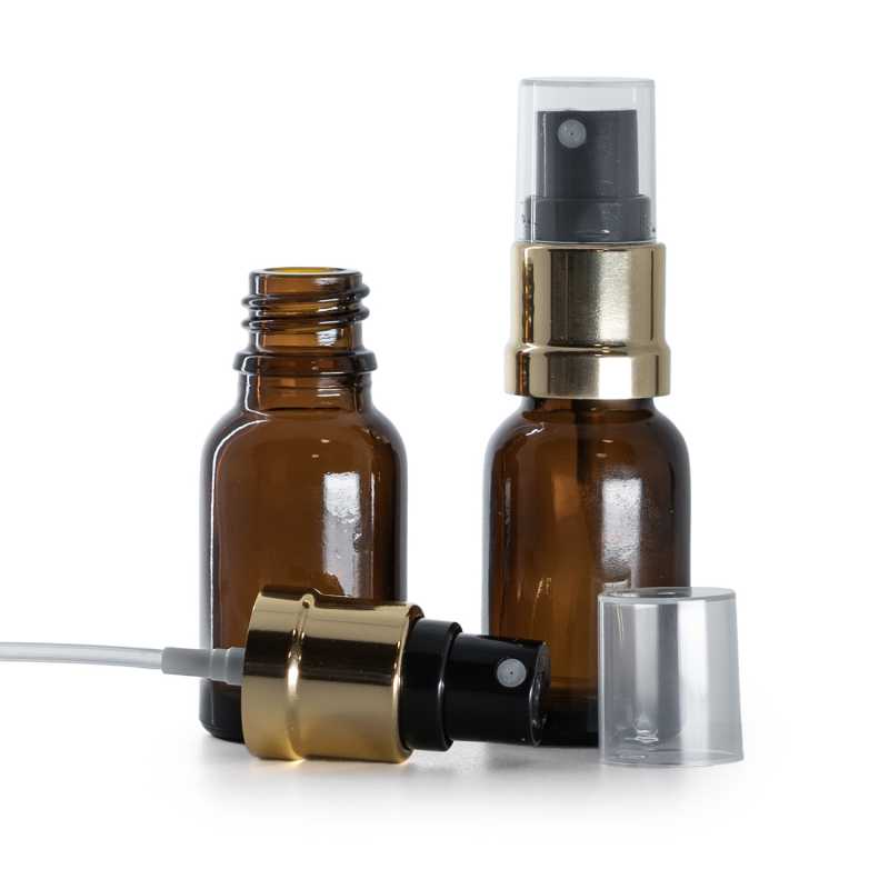 Braunglasflasche, Gold-Schwarz-Spray, 15 ml