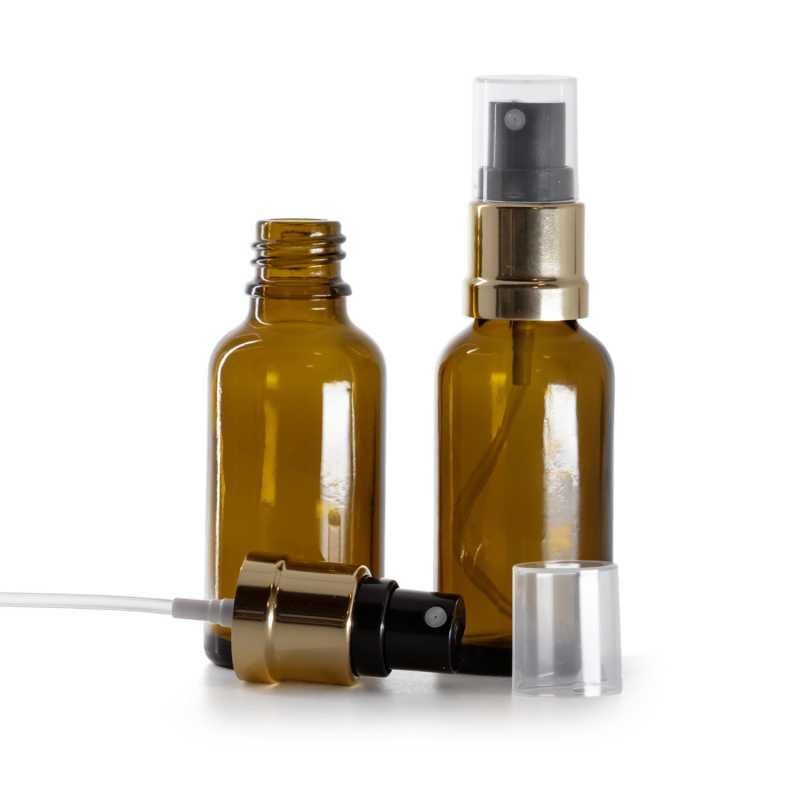 Braunglasflasche, Gold Schwarz Spray, 30 ml