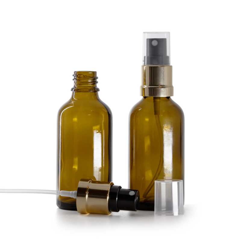 Braunglasflasche, Gold Schwarz Spray, 50 ml