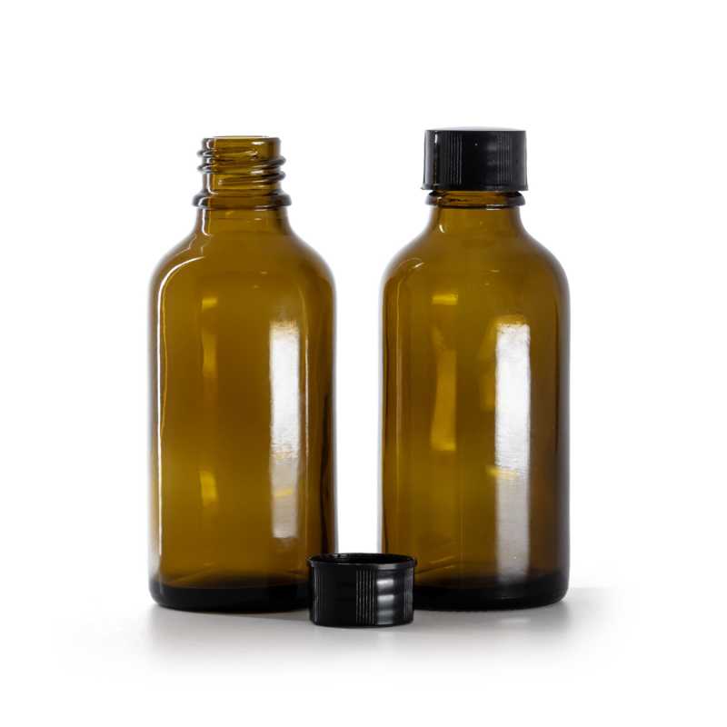 Braunglasflasche, schwarzer Verschluss, 50 ml