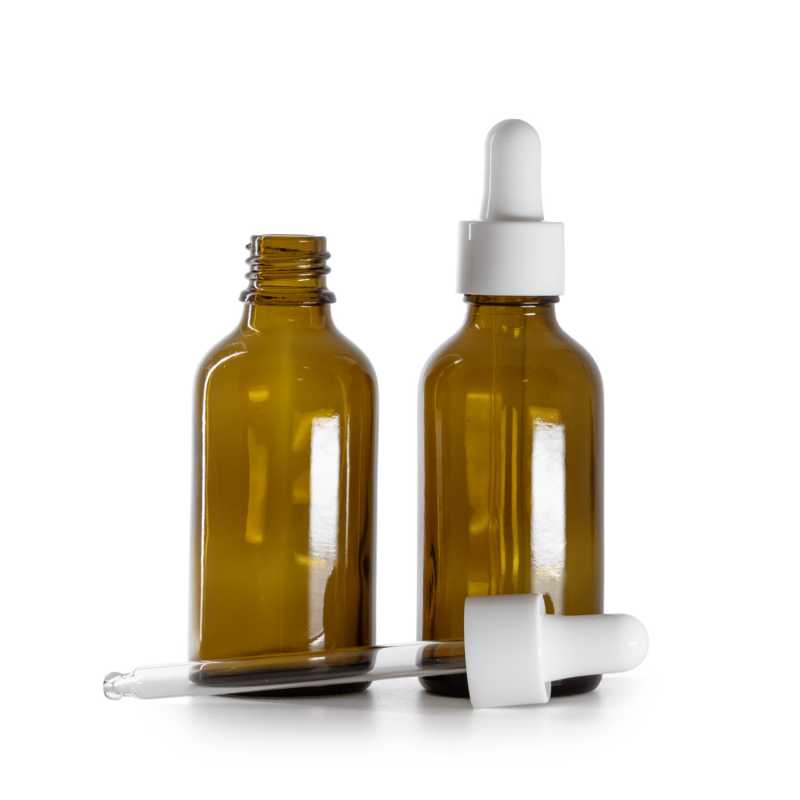 Braunglasflasche, glänzend weiße Pipette, 50 ml