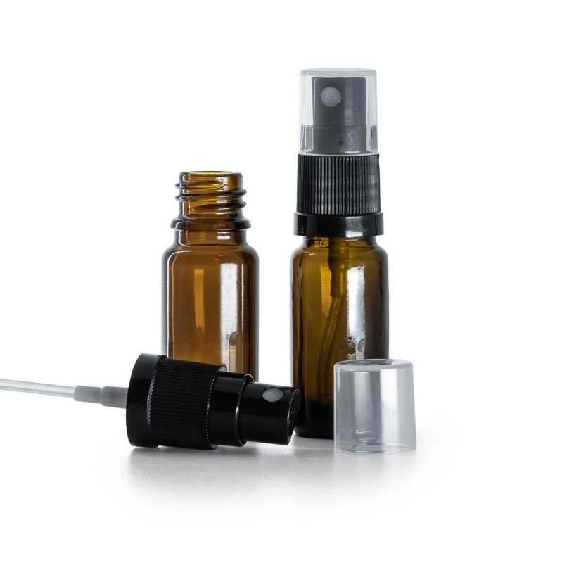 Braunglasflasche, Typ B, schlank, schwarzes Spray, 10 ml