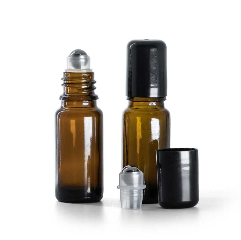 Braunglasflasche, Typ B, schlank, mit Roll-On, 10 ml