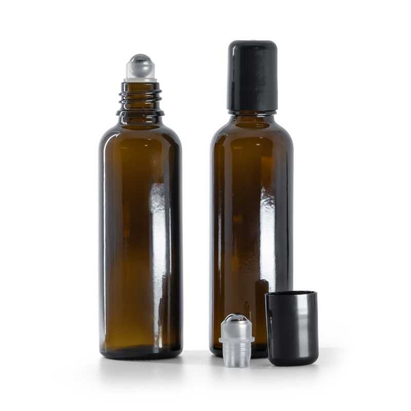 Braunglasflasche, Slim mit Roll-On, 50 ml