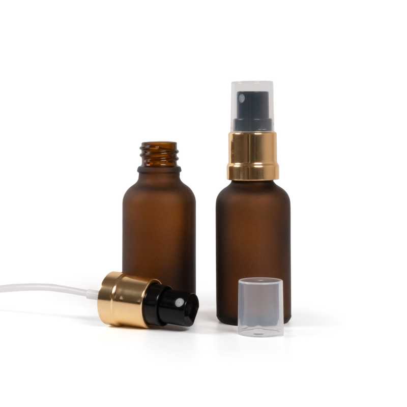 Bernsteinfarbene Mattglasflasche, Gold-Schwarz-Spray, 30 ml