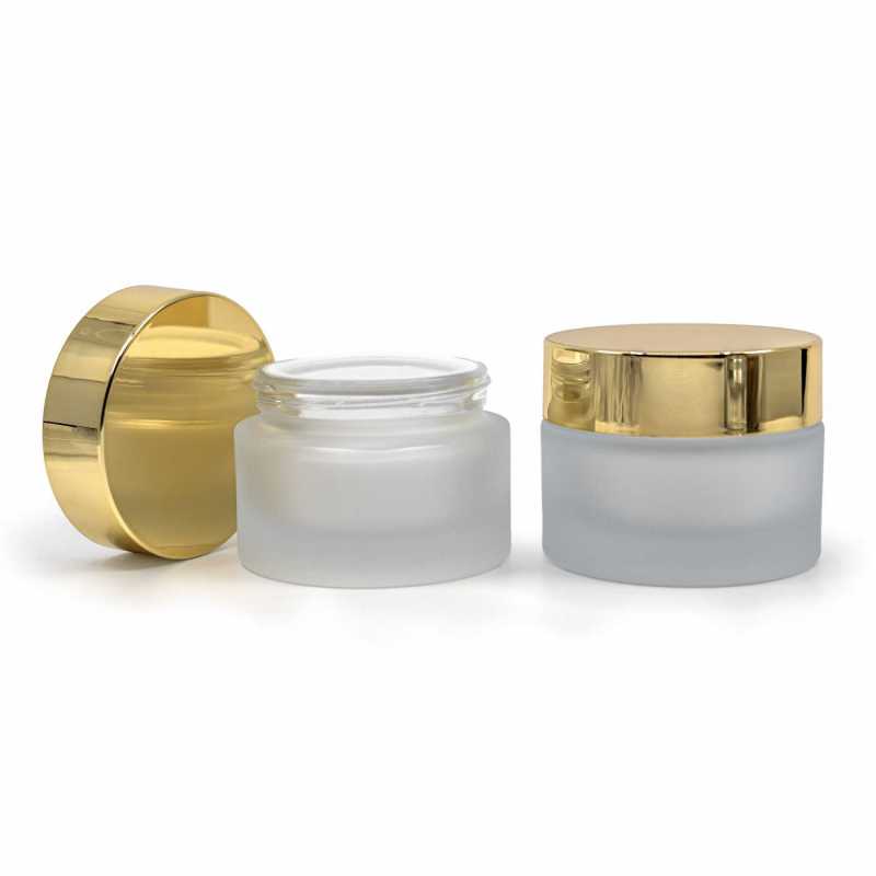 Mattiertes Kosmetikglas mit goldenem Deckel und Dichtung, 25 ml