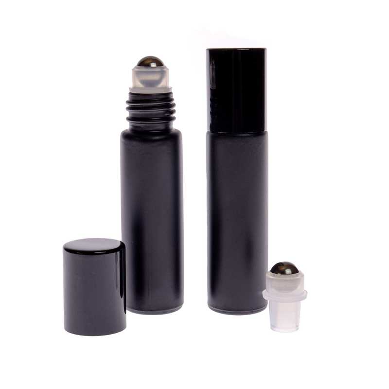 Glas-Roll-On-Fläschchen, Mattschwarz, 10 ml