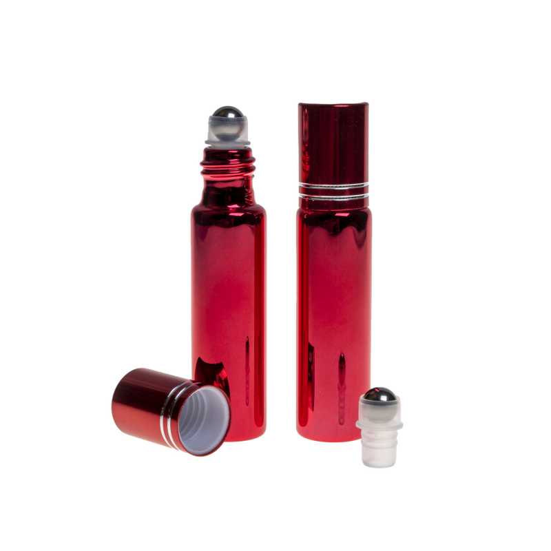 Glas-Roll-On-Flasche, Metallic-Rot, 10 ml