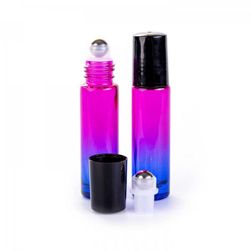 Glas-Roll-On-Fläschchen, blau-rosa, 10 ml