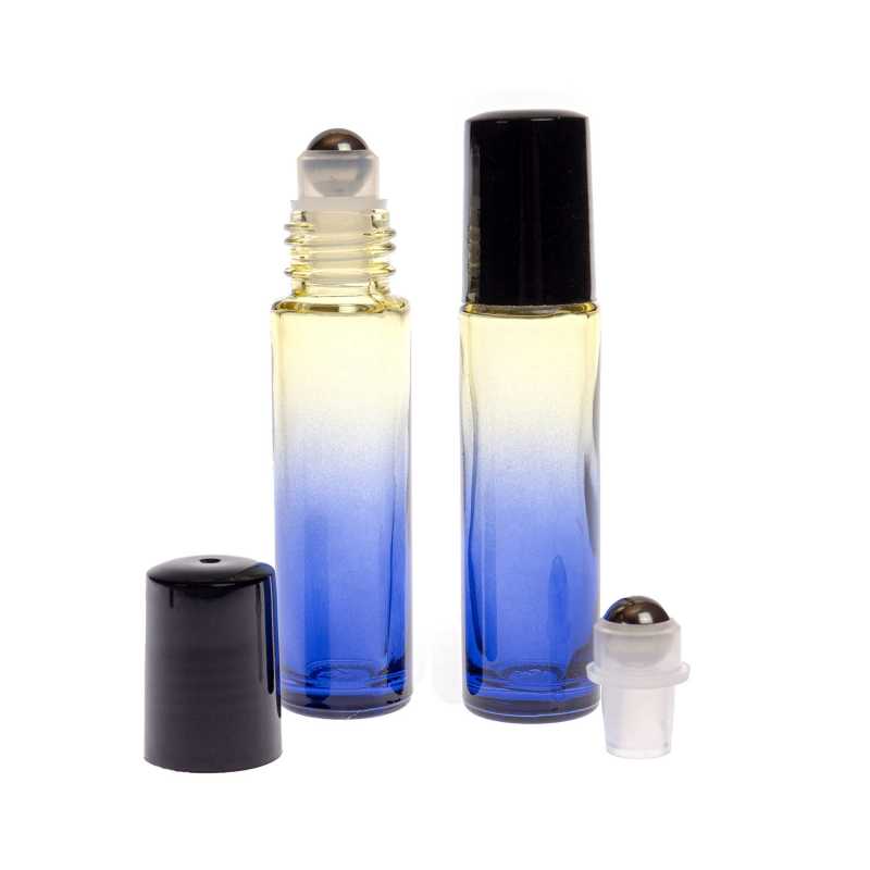 Glas-Roll-On-Flasche, blau-gelb, 10 ml
