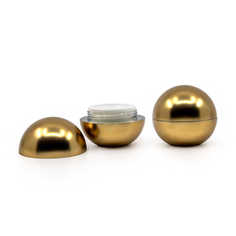 Kugelförmiges goldenes Plastikglas, goldener Deckel, 30 ml